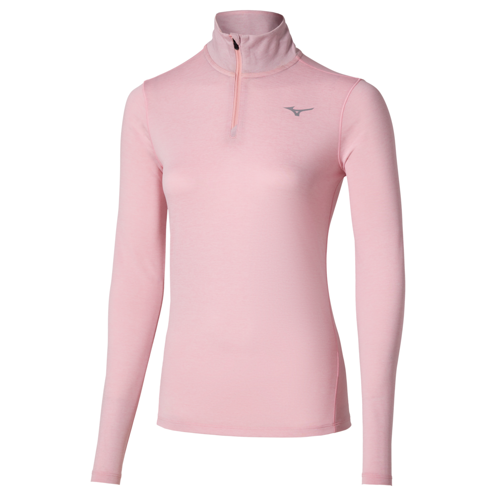 Mizuno Core Impulse Half Zip Long Sleeve Tee Bleached Femme TailleL